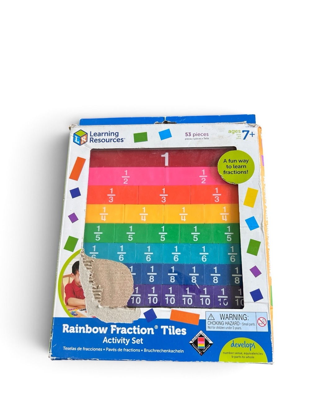 Learning Resources Rainbow Fraction Tiles Activity Set – 53 Pieces